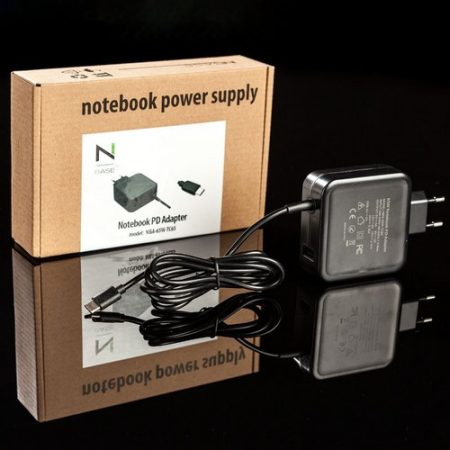NBase NBA-65W-TC65 Type-C+USB notebook töltő+kábel